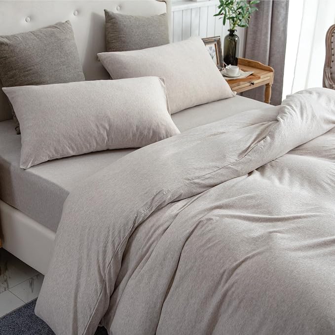 PURE ERA Jersey Knit Duvet Cover Set 100% T-Shirt Cotton Super Soft Comfy 3pc - Image 9