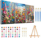 3 Pack Floral Framed Paint by Numbers by MeothanDiamondPainting