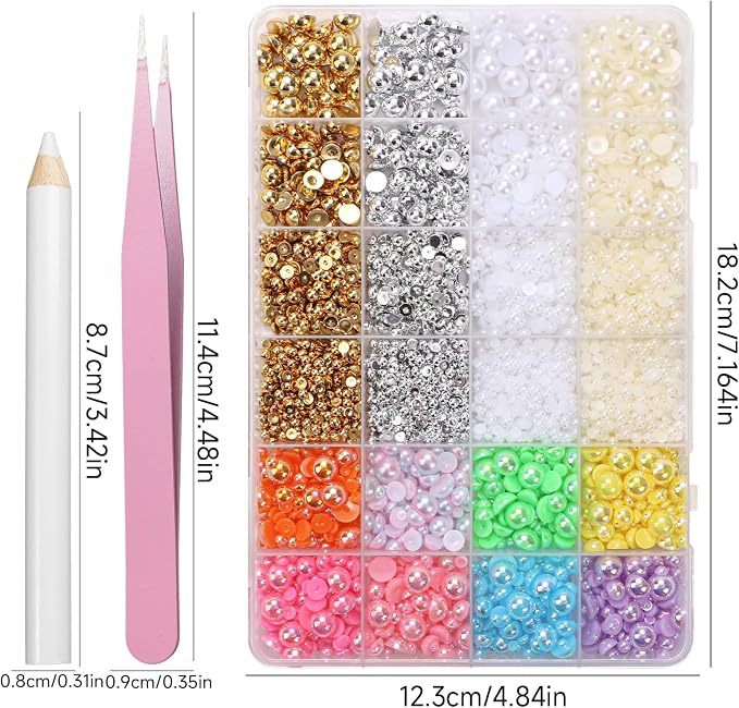 9000Pcs Gold Silver White Beige Flatback Pearls - Image 4