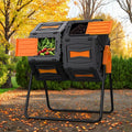 Compost Bin Outdoor, 45 Gallon / 170L Composter Tumbler, 360° Rotating Compost Bin Outdoor, BPA-Free Fast-Working All-Season Heavy-Duty Dual Chamber Compost Tumbler for Garden Kitchen Yard Waste