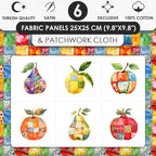 Fruit Patchwork Cotton Fabric Panel – 6 Fruit Designs + Bonus Patchwork Sheet - Image 3