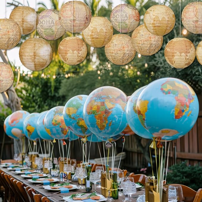 Panelee 12 Pcs Travel Themed Party Decorations Paper Lanterns 8 Inch Hanging - Image 5