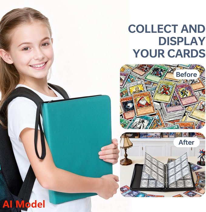 Trading Card Binder, Premium 9 Pocket Double Sided 720 Pocket PU Card - Image 6