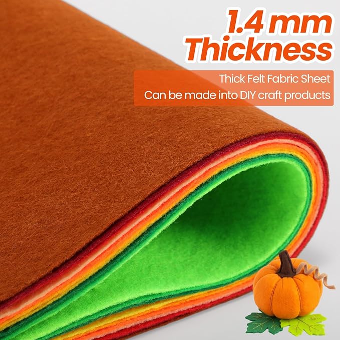 Peryiter 150 Pcs Fall Color Felt Fabric Sheets Bulk - Image 6