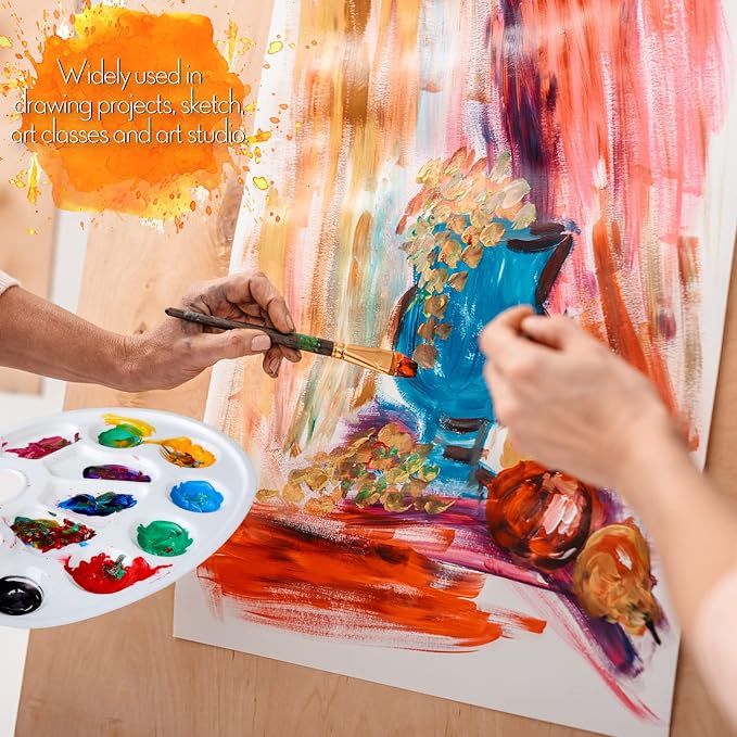 FANDAMEI Oval Paint Palette Tray, Plastic Paint Tray Palette, Painting Palette - Image 7