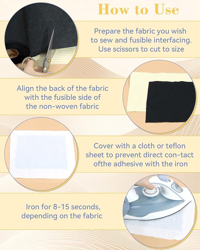 FIVEIZERO Fusible Interfacing for Sewing, 17in x 30yd Light Weight Iron on - Image 4