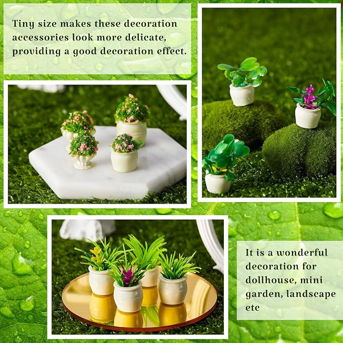 Chuangdi 12 Pieces Miniature Dollhouse Plant Flowers Mini Potted Plant - Image 3