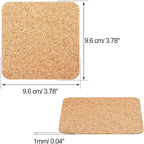 60 Pieces Self Adhesive Cork Coasters Squares/Round 4 x 4 Cork Mats Backing - Image 2