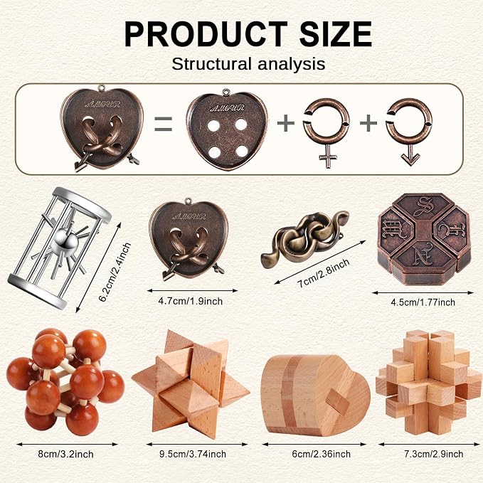 Metal Brain Teaser Puzzles Disentanglement Puzzles Metal Wooden Brain Teaser - Image 4