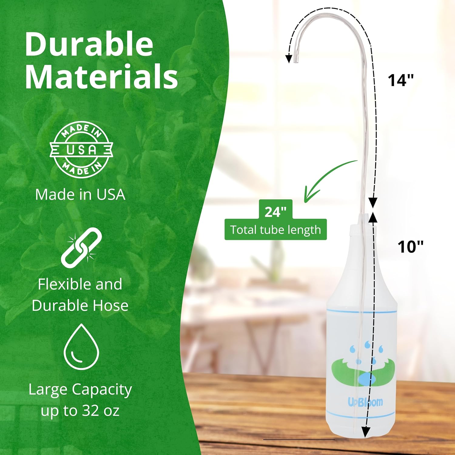 UpBloom - 32 Oz Squeeze Bottle for Hanging Plants, Squirt Bottle/Water Container for Outdoor/Indoor Made in USA - Great Alternative for Can (2-Pack)