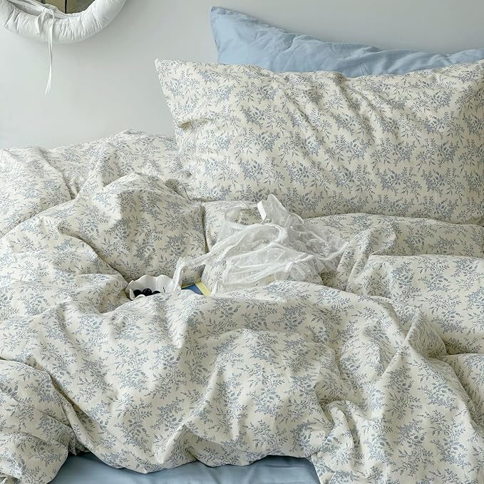mixinni Blue Floral Duvet Cover Twin Size - Image 5