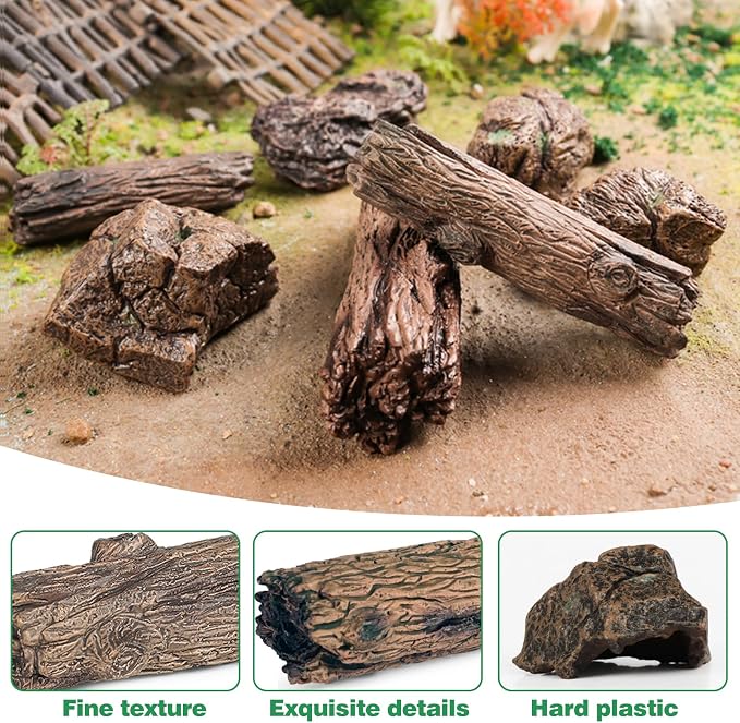7pcs Diorama Supplies Fake Rocks, Artificial Garden Figurines Tree Stump - Image 5