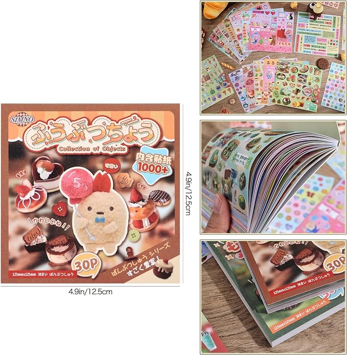 Girl's Japanese Retro Sticker Book, 1000+ Cute Comics Style Food Stickers - Image 2