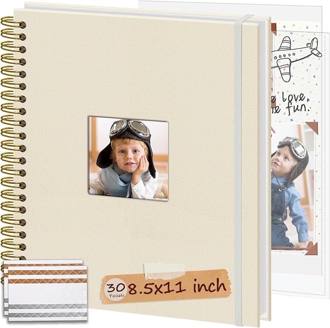 8.5x11 Inch Scrapbook Photo Album, Linen Cover DIY Scrapbooks by Hiwhy
