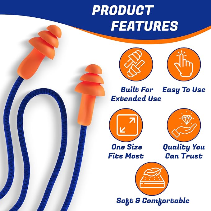 50 Pair Silicone Corded Ear Plugs Reusable - Image 5