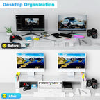Spacrea Metal Desk Organizers and Accessories, Dual Monitor Stand Riser - Image 3