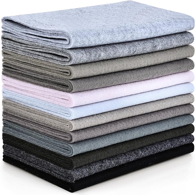 12 Rolls 8"x35" 1.4mm Thick Soft Felt Fabric Sheet 12 Assorted White Grey - Image 8