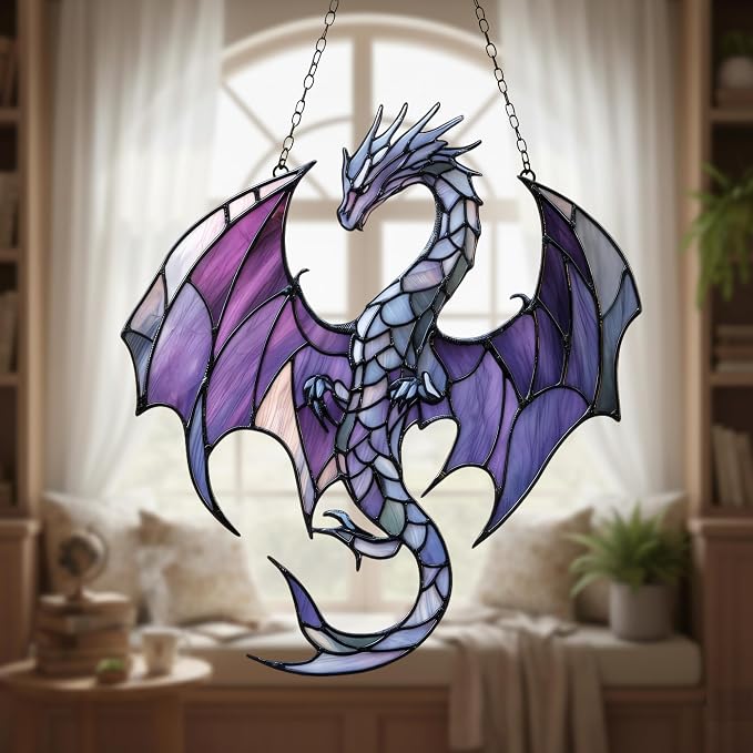 Elegant Purple Dragon Acrylic Suncatcher by Unknown