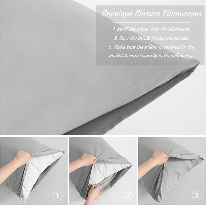 NTBAY Queen Pillow Cases Set of 2, 2 Pack Brushed Microfiber 20x30 Pillow Cases - Image 3