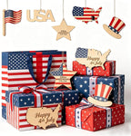 30Pcs Patriotic July of 4th Independence Day Unfinished Wooden Gift Ornaments - Image 3