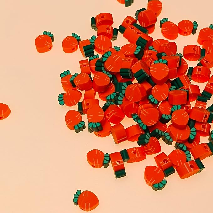 100pcs Carrot Polymer Clay 10mm Spacer Beads - Image 5