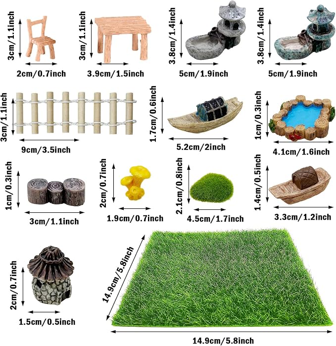 Cayway Outdoor Fairy Garden Miniatures Mini Zen Garden Accessories, Artificial - Image 4