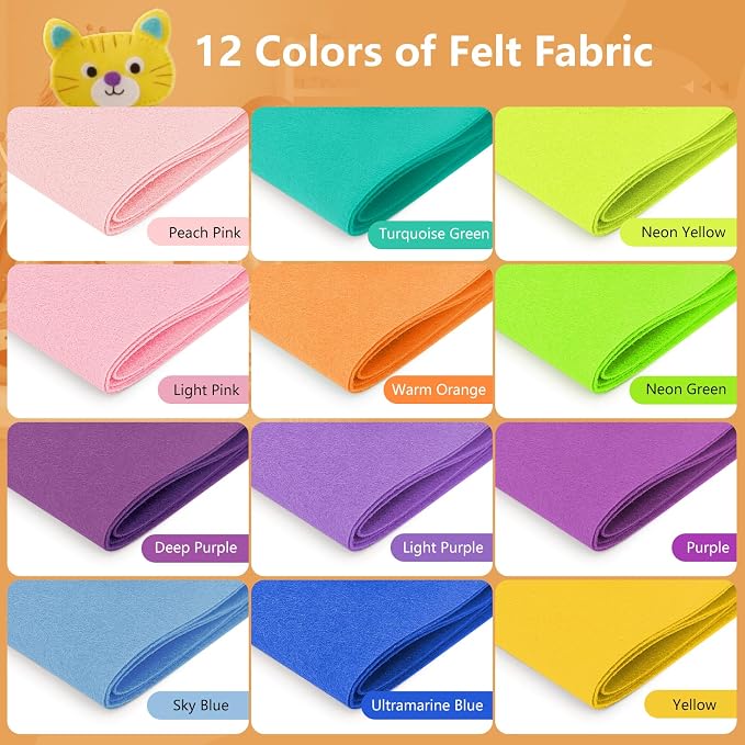 12 Rolls 8"x35" Large Stiff Felt Sheets, 1mm Felt Fabric Sheet - Image 2