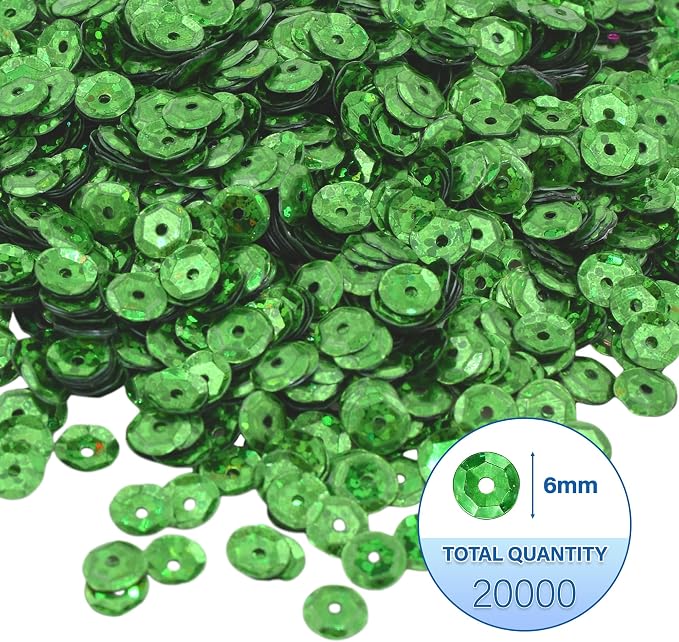 Mandala Crafts 20000 Holographic Green Sequins - Image 3