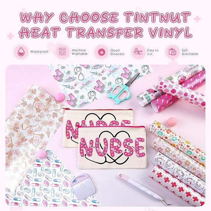 Tintnut Hospital Nurse Heat Transfer Vinyl, easy cut & weed, stretch washable - Image 3