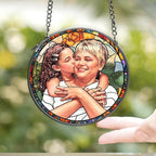 Personalized Grandma and Grandkids Portrait Faux Stained Glass, Custom Photo - Image 6