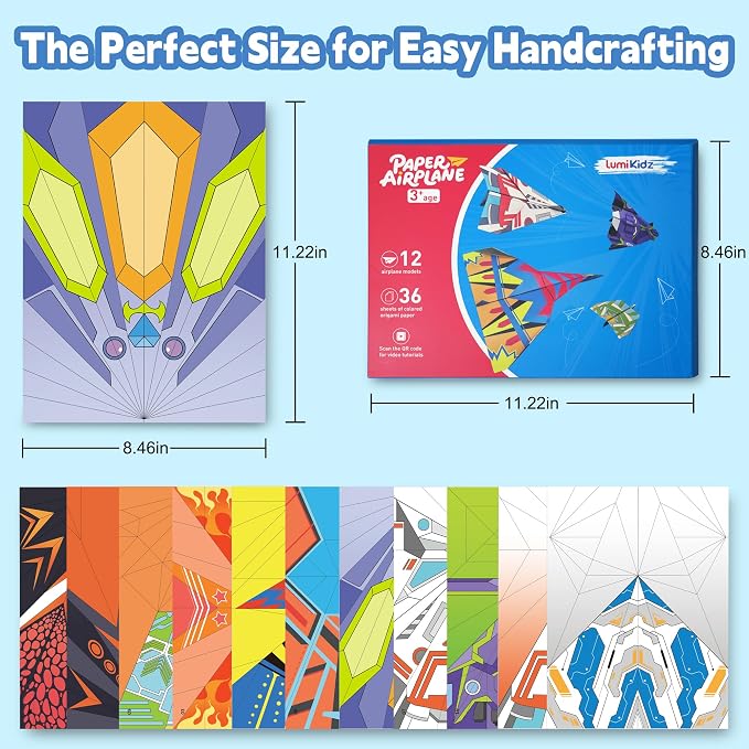 Paper Airplane Origami Kit for Kids Ages 8-12, 12 Paper Airplane Designs - Image 3