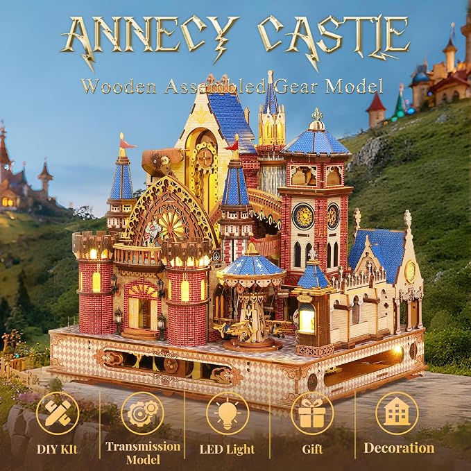 DIY 3D Wooden Puzzles for Adults, Alnwick Castle Miniature House Kit - Image 2