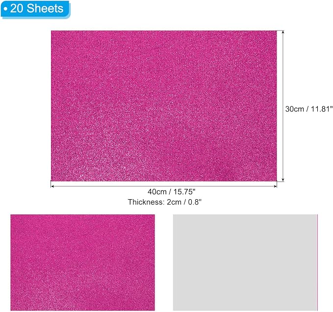 PATIKIL Fuchsia Shiny EVA Glitter Foam Sheet 16x12 Inch 2mm Thick - Image 2