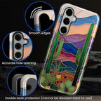 for Samsung Galaxy S25 Plus Case, Stained Glass Cactus Pattern Glossy 2 in 1 - Image 5