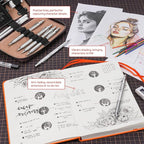 Nicpro 30PCS Silver Metal Mechanical Pencils Set in Leather Case, Art Drafting - Image 6