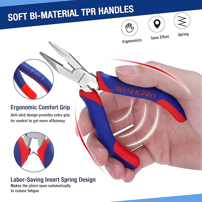 WORKPRO Mini Pliers Set, 3-Piece Small Pliers Tool Kit | Includes 4” Diagonal - Image 4