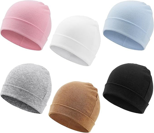 DRESHOW BQUBO 6 Pack Baby Newborn Hats Set for Unisex Infant Newborn Toddler Soft Beanie Hat for Boys Girls 0-24 Months