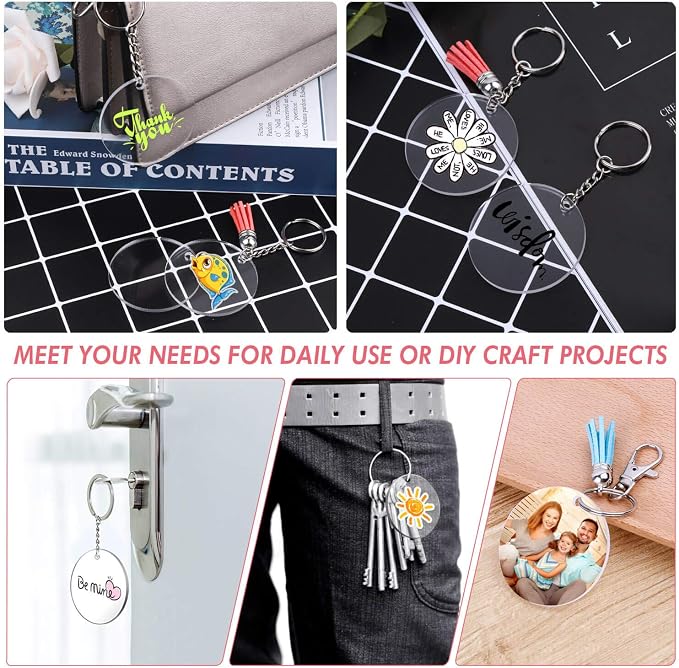 Acrylic Keychain Blanks, Audab 50pcs Clear Keychains - Image 6