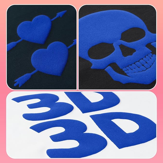 VinylRus Blue Puff Vinyl Heat Transfer -12” x 6ft Puffy 3D Iron on Vinyl - Image 2