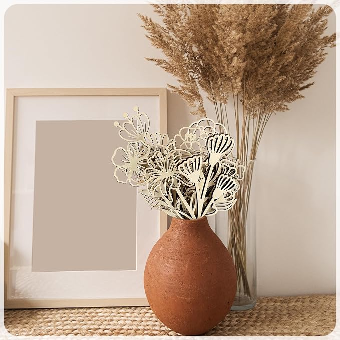 RattanView 36 Pcs Wooden Wildflower Decor Set Wood Flowers Cutout Signs - Image 4