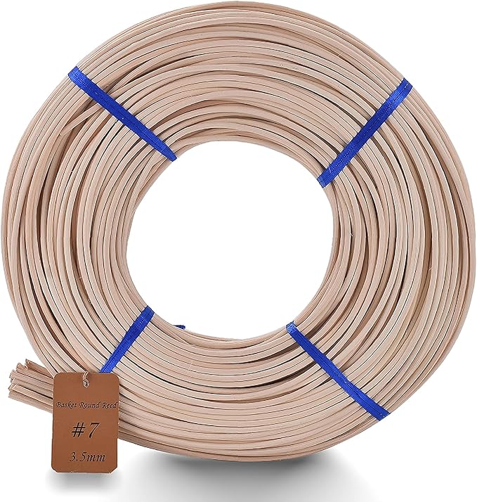 VFULIE Basket Round Reed #7 3.5mm 1-Pound Coil Basket Weaving Cane by VFULIE