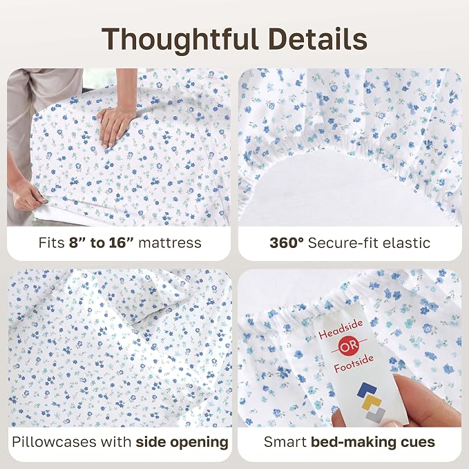 California Design Den Soft Full Size 100% Cotton Sheet Sets, 400 TC Good - Image 5