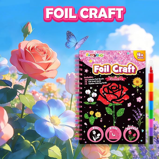 FUNNYB&G Foil Art Craft Kit for Girls 4-10 Years Old: Mess-Free & No-Glue - Image 3