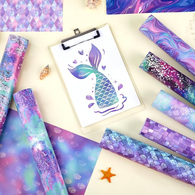 Tintnut Watercolor Permanent Vinyl 10 Sheets 12x10in Mermaid Adhesive Vinyl | - Image 7