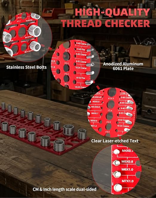 66 Thread Checker, VEXTHYX 22 standard/sae & 18 metric nut and bolt thread - Image 4