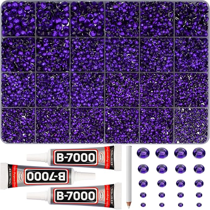 31000Pcs Purple Rhinestones for Bedazzling, Flat Back Resin Diamond Crystal by Worthofbest