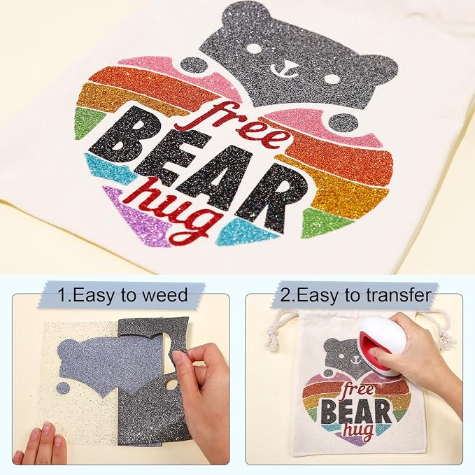Tintnut Black Silver Glitter Heat Transfer Vinyl Roll, easy cut & weed - Image 3