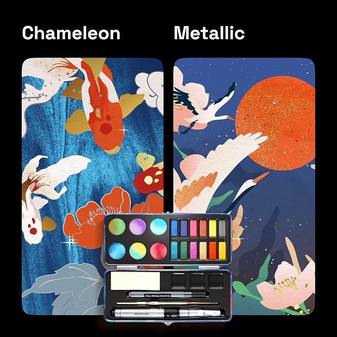 ARTISTRO 18 Metallic Color Watercolor Paint Set - Image 5