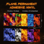 Tintnut Flame Pattern Permanent Vinyl 10 Sheets 12x10in Fire Adhesive Vinyl | - Image 2