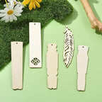 50 pcs 5 Styles Blank Theme Unfinished Wood Cutout Bookmarks Feather Flower - Image 5